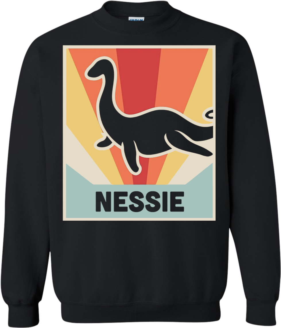Retro Loch Ness Monster T Shirt Hoodie Sweater - Christmas Jumper (1155x1155), Png Download