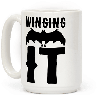Winging It Bat Coffee Mug - Coffee Cup (484x484), Png Download