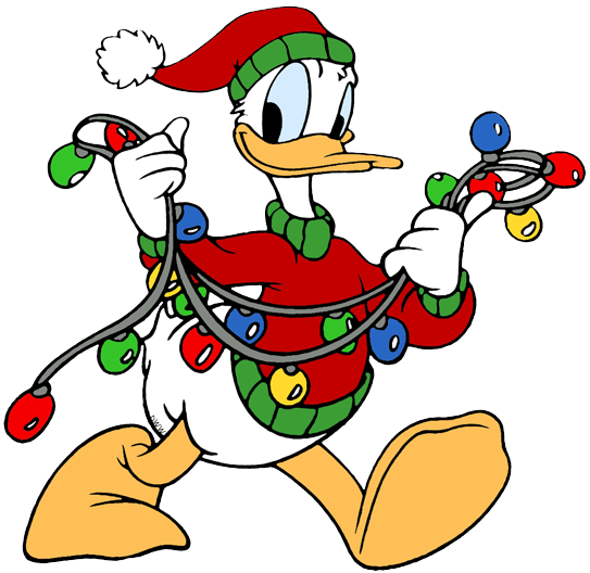 Christmas Lights Clipart Donald Duck - Donald And Daisy Christmas (543x528), Png Download