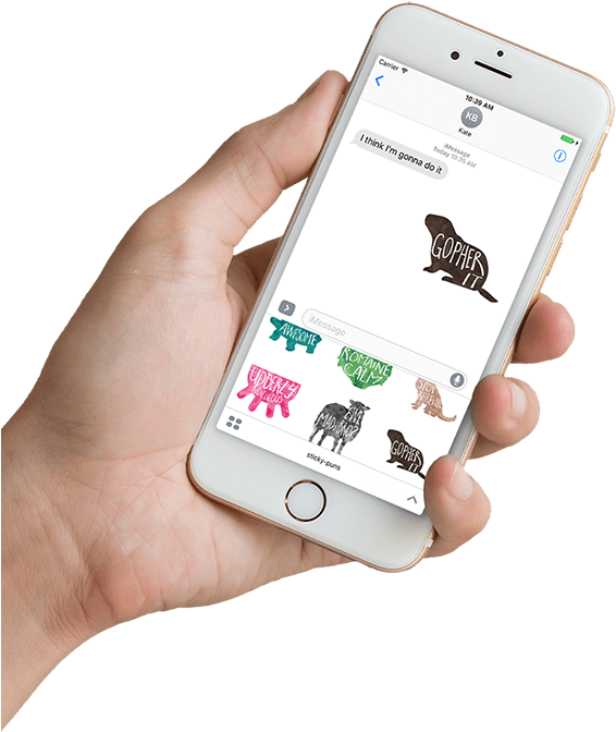 Hand Holding Iphone With Sticky Puns Stickers For Imessage - Mobile Phone (620x692), Png Download