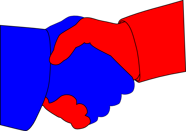 Hand Print Clip Art In A Circle - Blue And Red Hands (600x421), Png Download