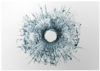 Bullet Hole In Glass Isolated On White Poster • Pixers® - Bullet Hole In Glass Hd (400x400), Png Download