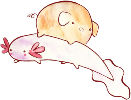 A Cute Little Pig And Axolotl Get Stickers Here - Pig (500x375), Png Download
