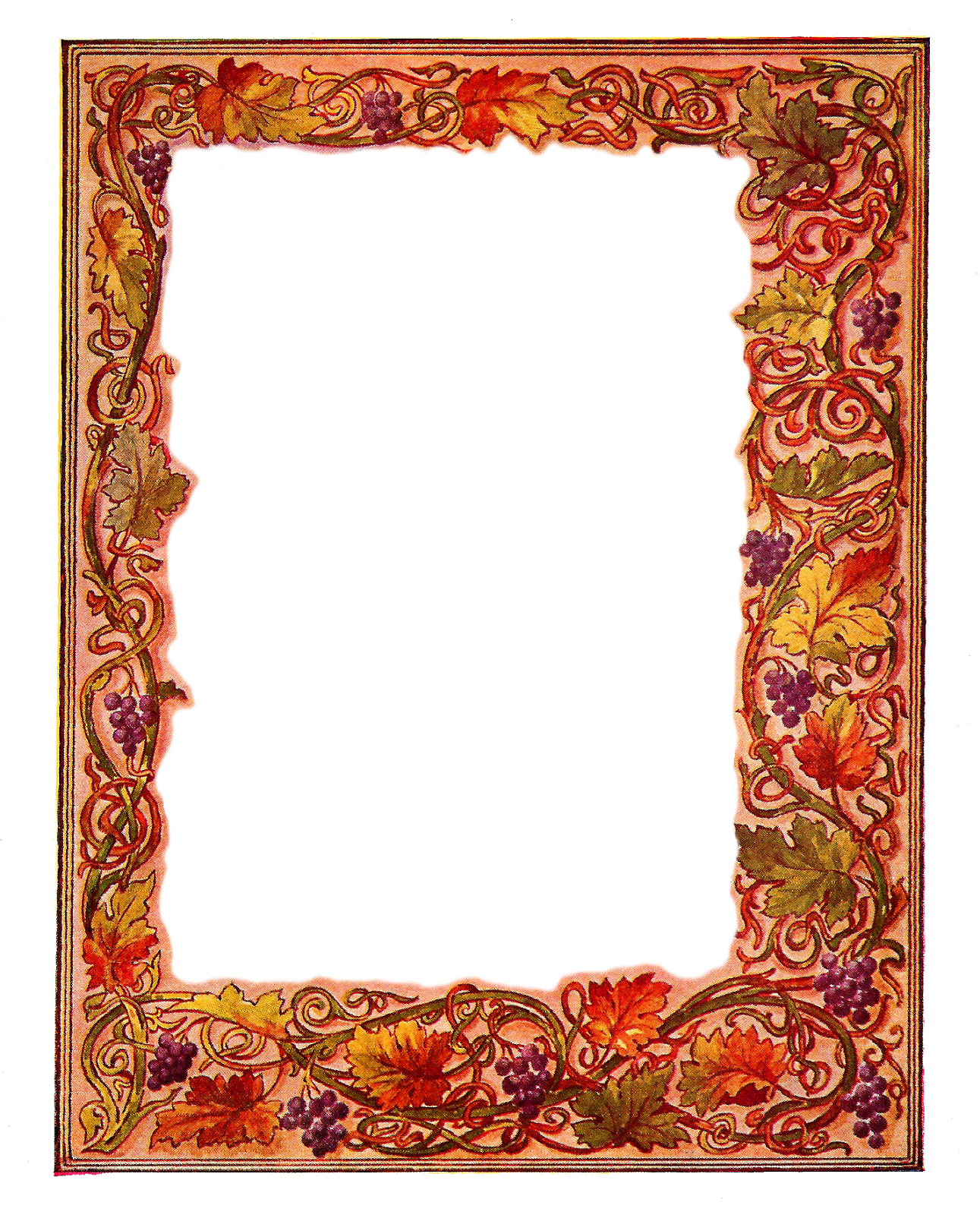 Wine Frame Png Clipart Common Grape Vine Wine Picture - Leaves And Wine Border (900x1115), Png Download