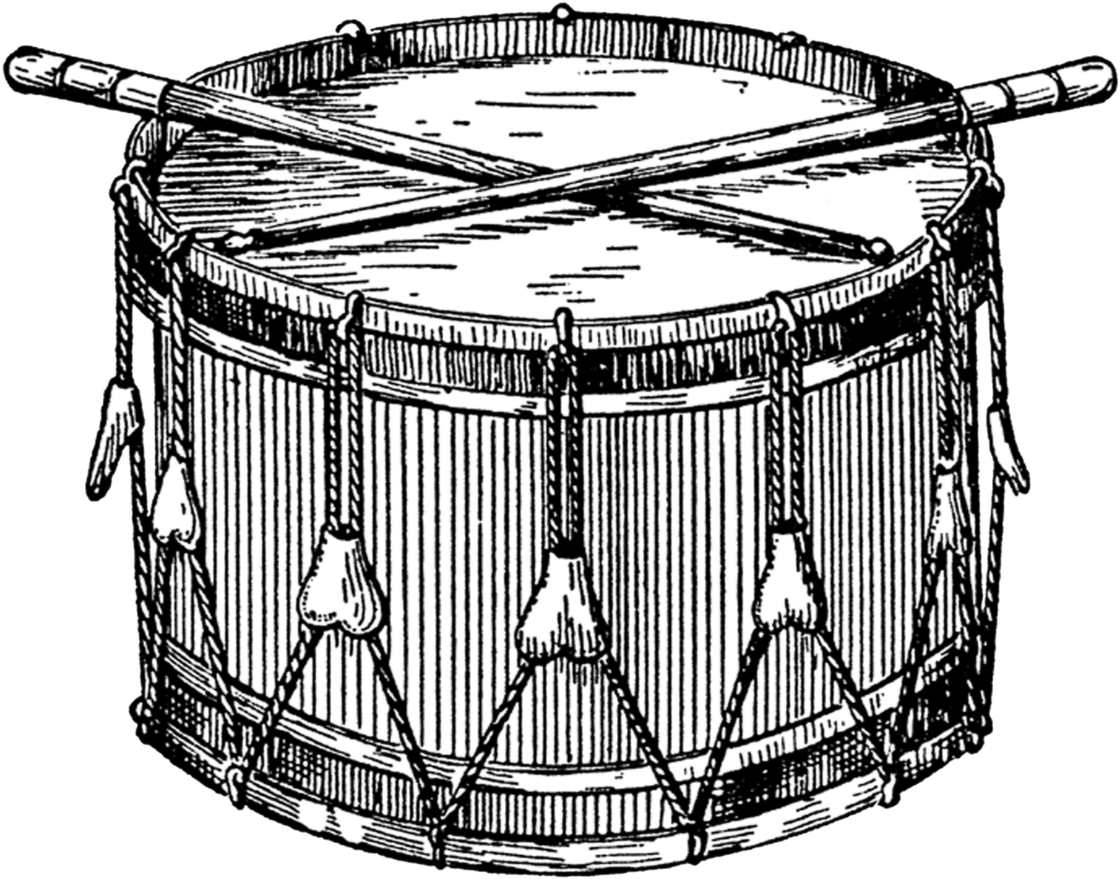 Download Vintage Drum Marching Snare Drum Clipart PNG Image with No