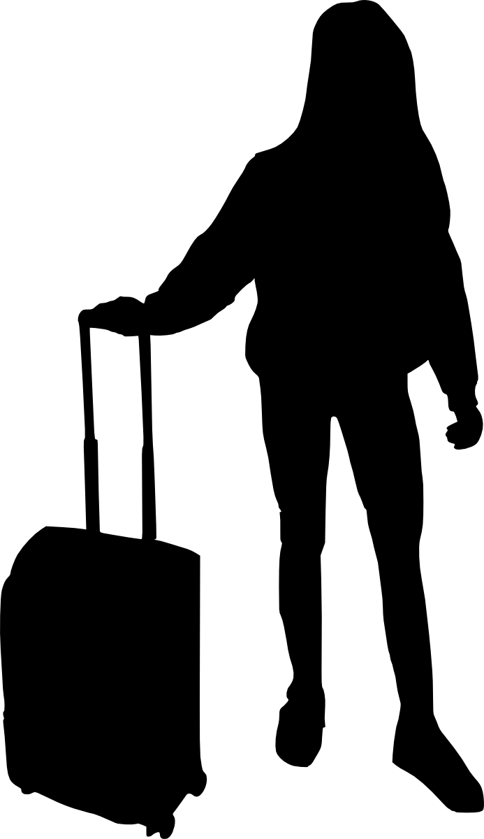 Free Download - Woman With Luggage Silhouette (693x1200), Png Download