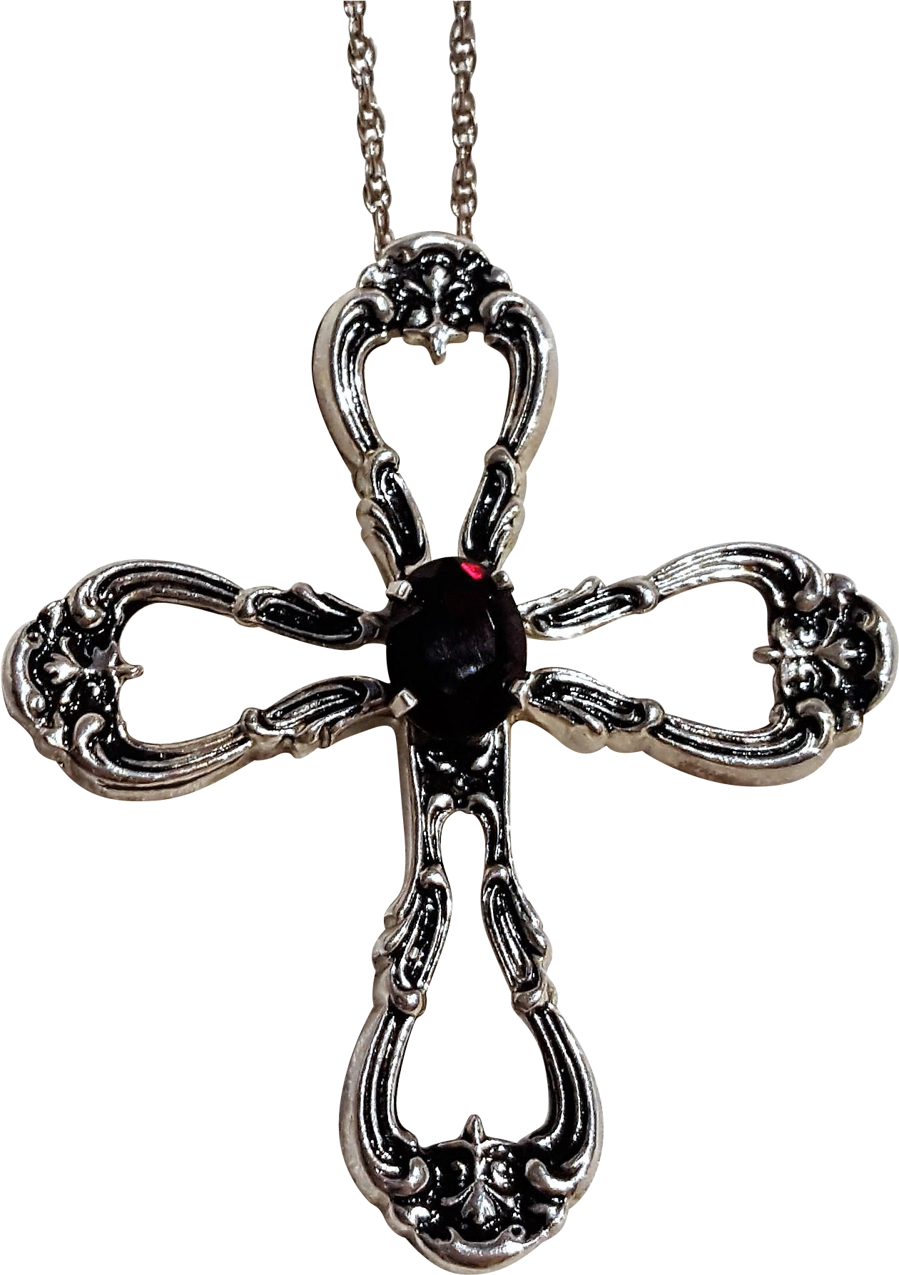 Gorham Sterling Silver Cross Pendant Set With An Oval - Necklace (1786x1786), Png Download