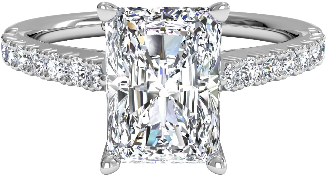 Similar To An Emerald Shape But Cut With Facets For - Ritani French-set Diamond Band Engagement Ring - In (1280x860), Png Download