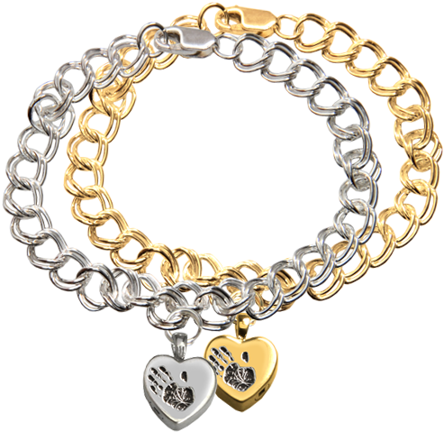 Kin & Pebble - Petite Heart Handwriting Charm Bracelet (500x500), Png Download