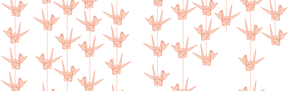 Cropped Paper Crane Garland - Paper (1000x316), Png Download