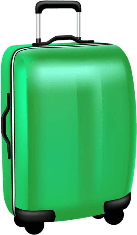 Green Trolley Travel Bag Png Transparent Clip Art Image - Baggage (349x600), Png Download