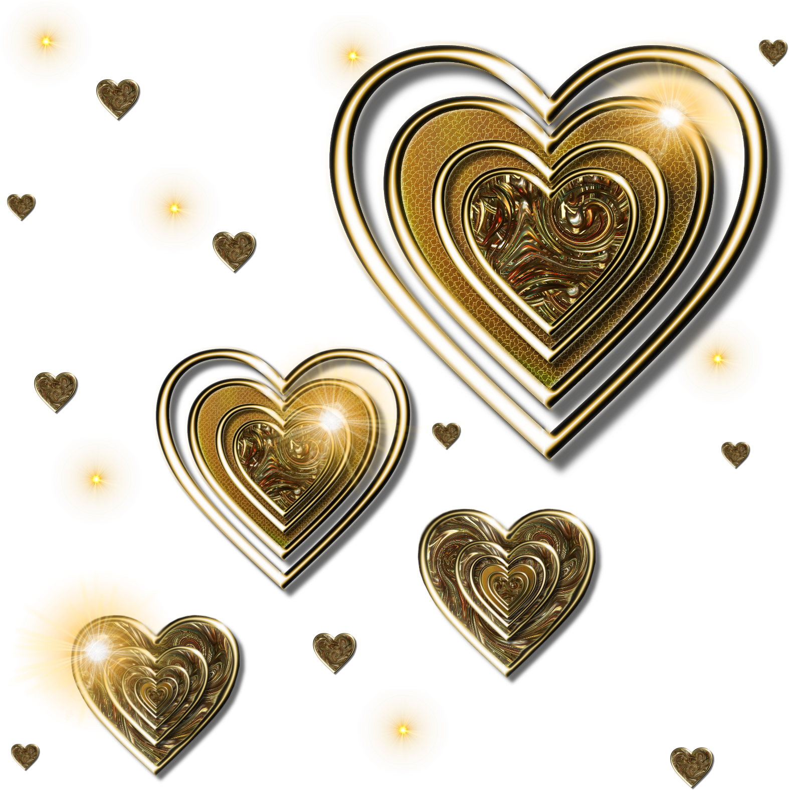 Gold Heart Transparent - Transparent Gold Hearts (1722x1647), Png Download