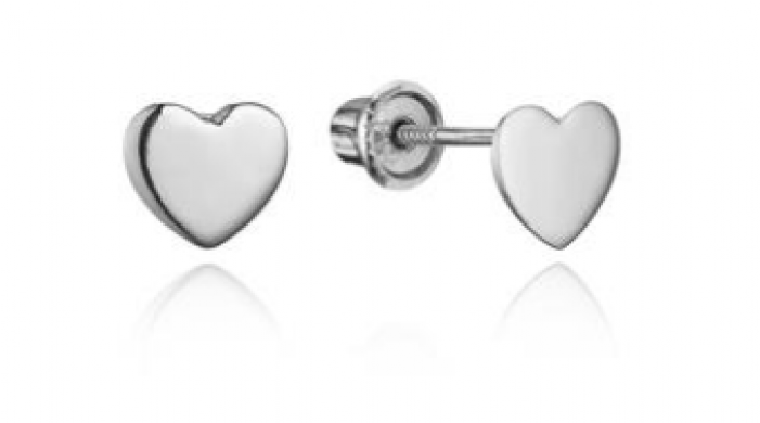 Simple 14k White Gold Heart Earrings With Screw Backs - Earring (700x700), Png Download