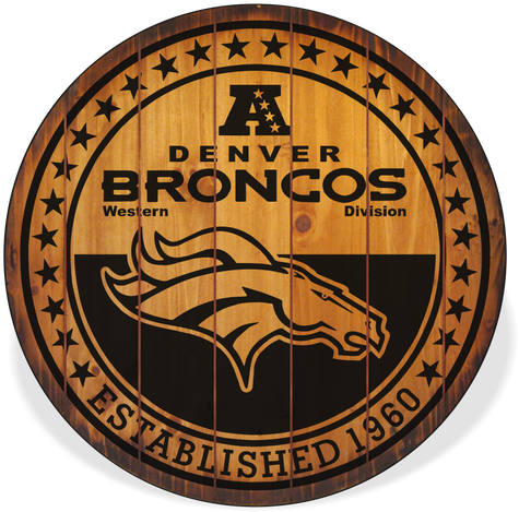 Denver Broncos Barrel Top Sign - Nfl Denver Broncos Team Spirit Magnet Auto Emblem, (498x476), Png Download