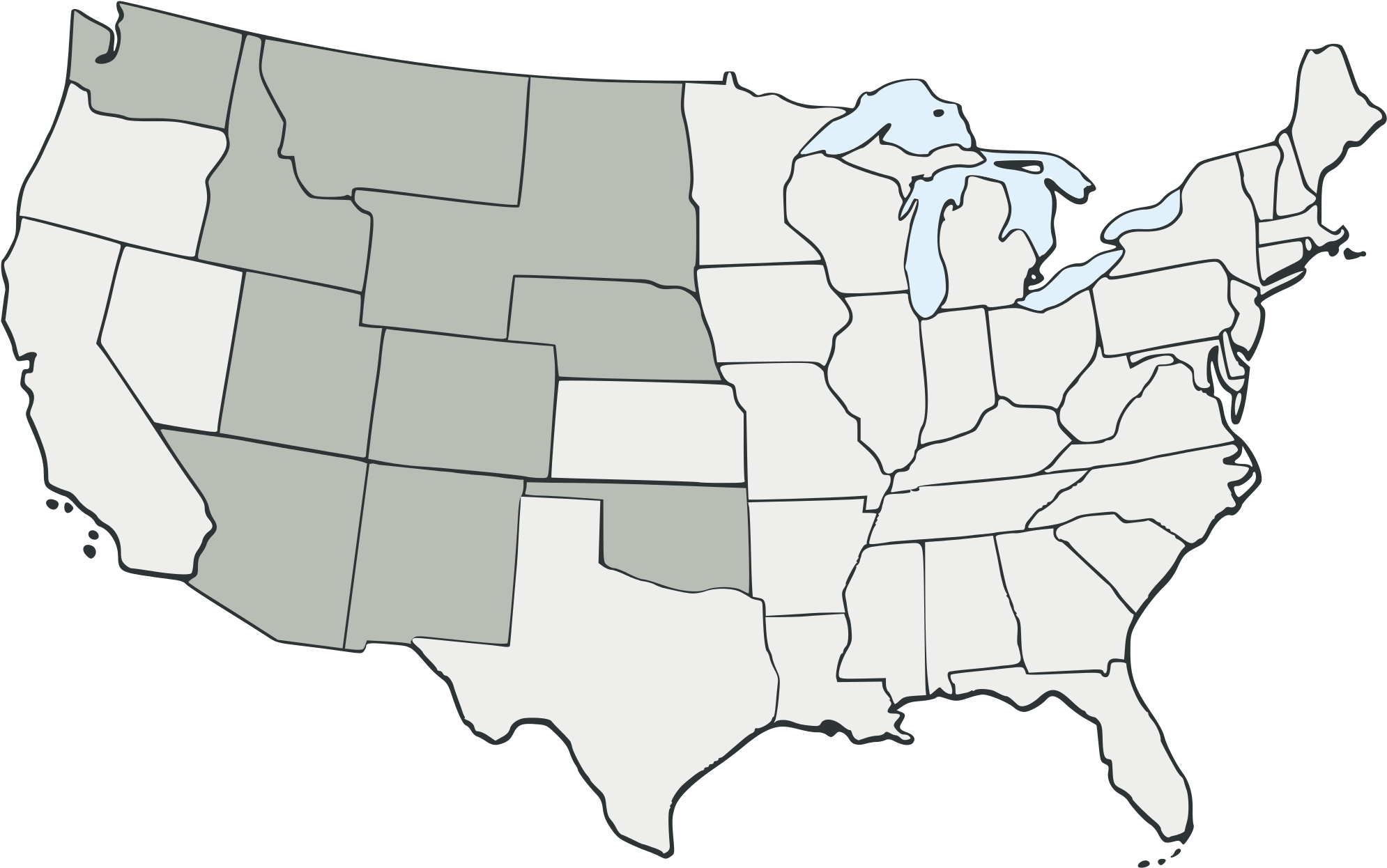 United States Map Outline Png - Eastern Garter Snake Range Map (2000x1254), Png Download