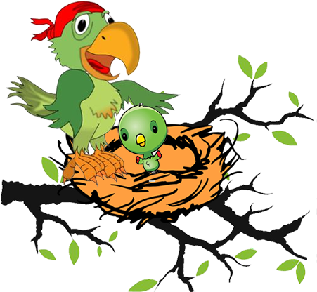 Parrots In Nest - Free Vector Branches (450x425), Png Download