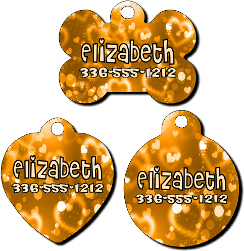 Personalized Gold Hearts Background Pet Tag For Dogs - Intex Star Pda (dual Sim, Black) (500x500), Png Download