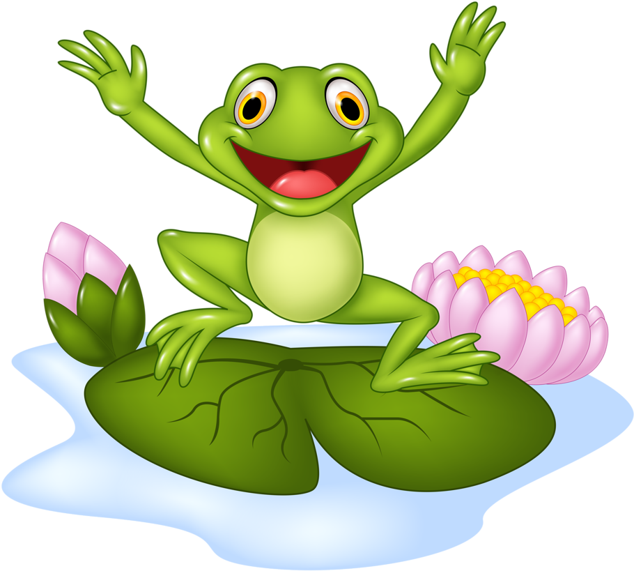 Funny Cartoon Animals Png - Frog Jumping Cartoon (1024x830), Png Download