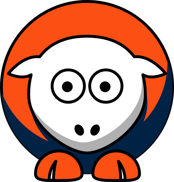 Sheep 3 Toned Denver Broncos Team Colors Clip Art - College Football (570x596), Png Download