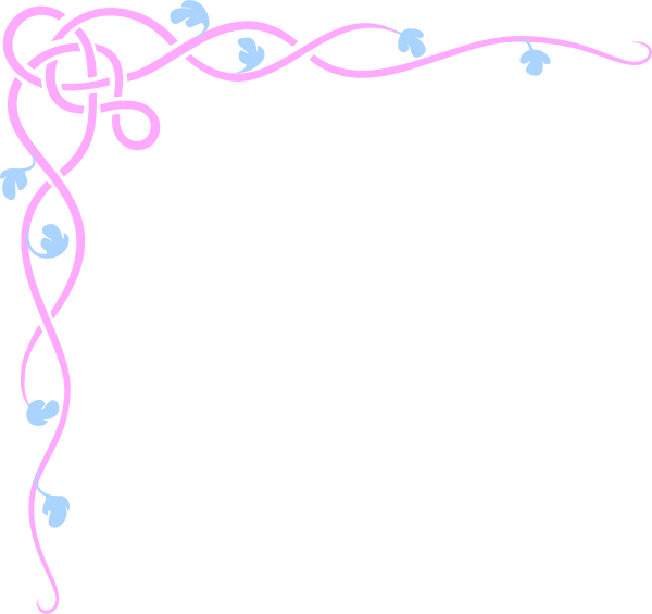 Pink Blue Flower Border Svg Clip Arts 600 X 565 Px (600x565), Png Download