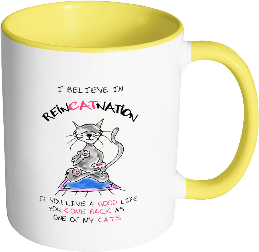 I Believe In Reincatnation Funny Cat Coffee Mug - Mug (1024x1024), Png Download