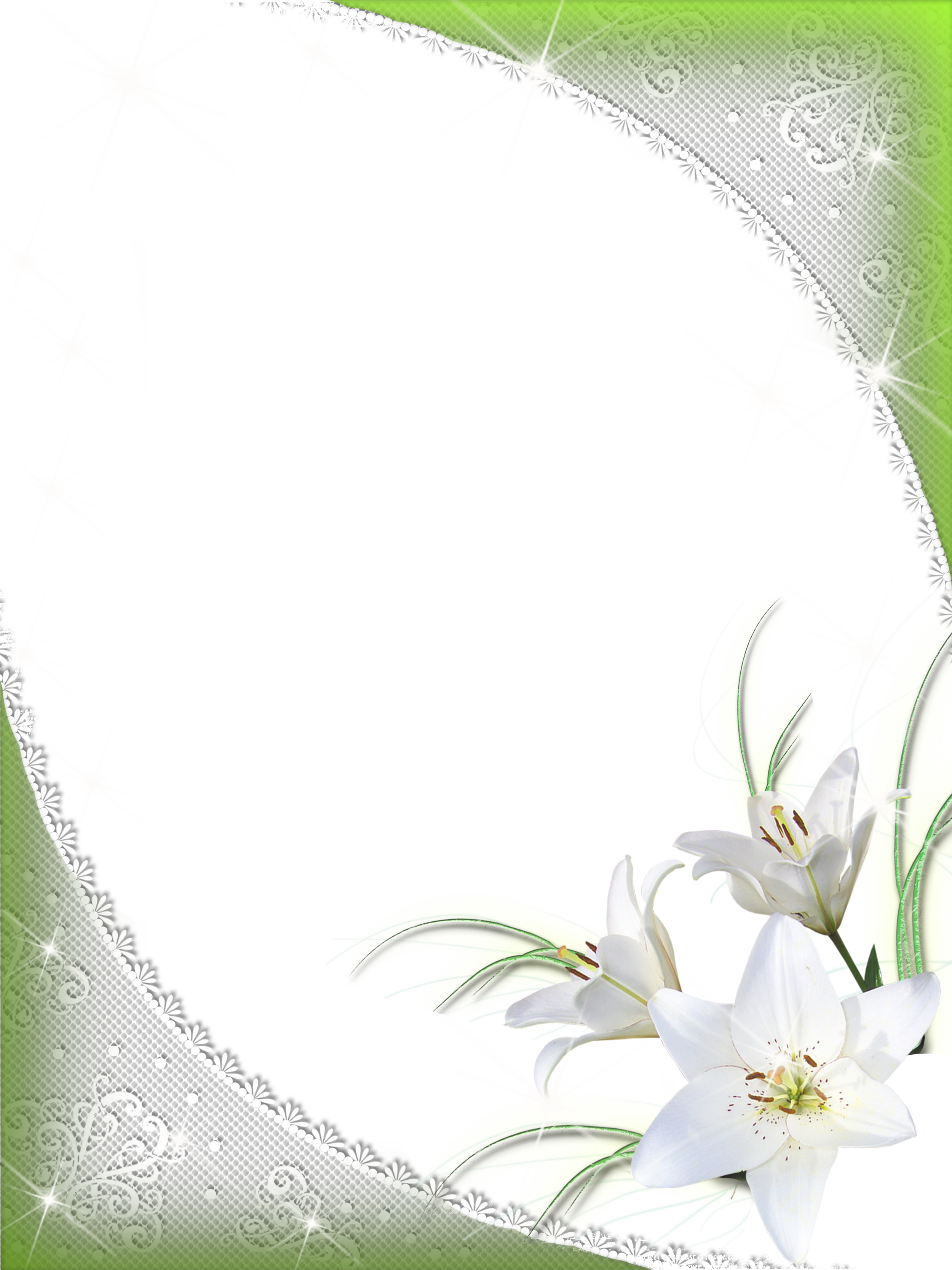 Green Flower Border Png Download - Flower White Frame Png (2500x3333), Png Download