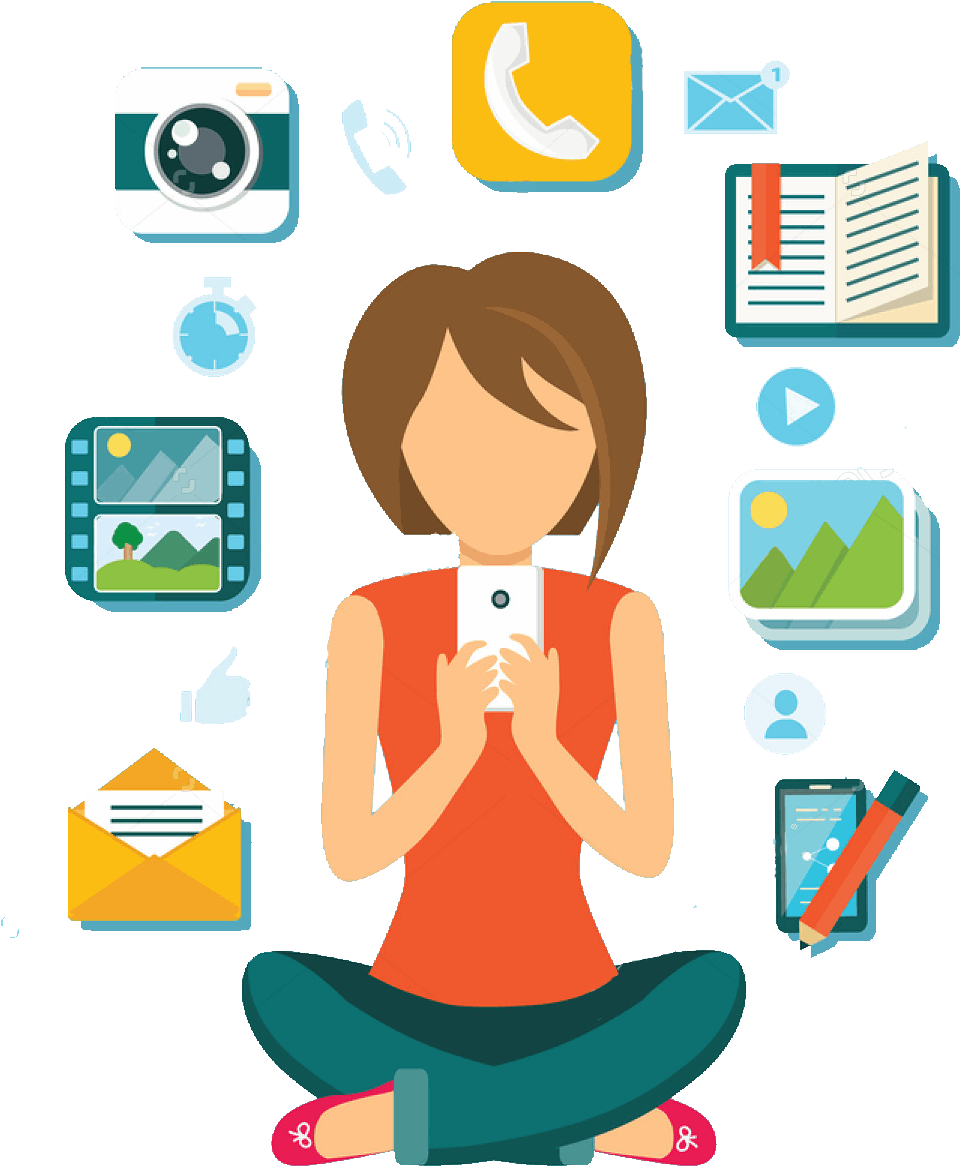 Stock Vector Woman User Smartphone Design Flat Computer - Tips Para Padres De Familia (1063x1249), Png Download