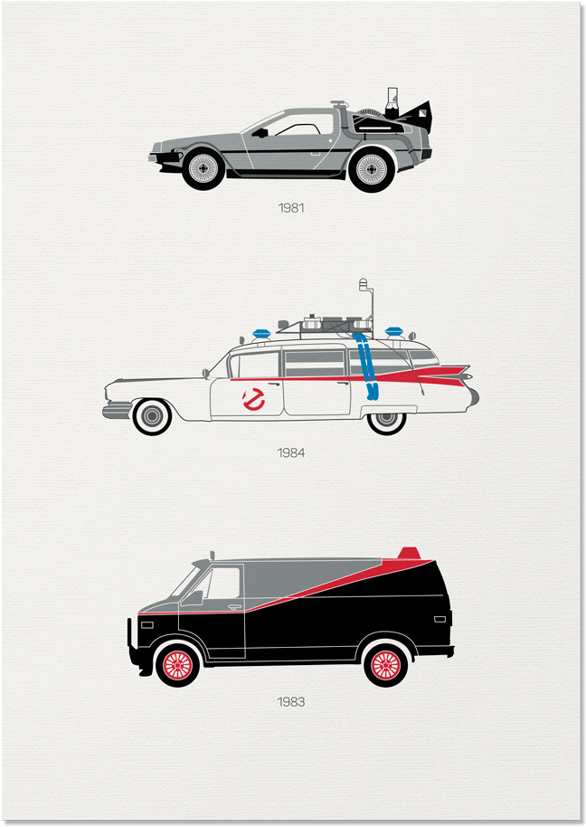 80s Movie Poster Print Automotive Art Framed Desk View (1024x1024), Png Download