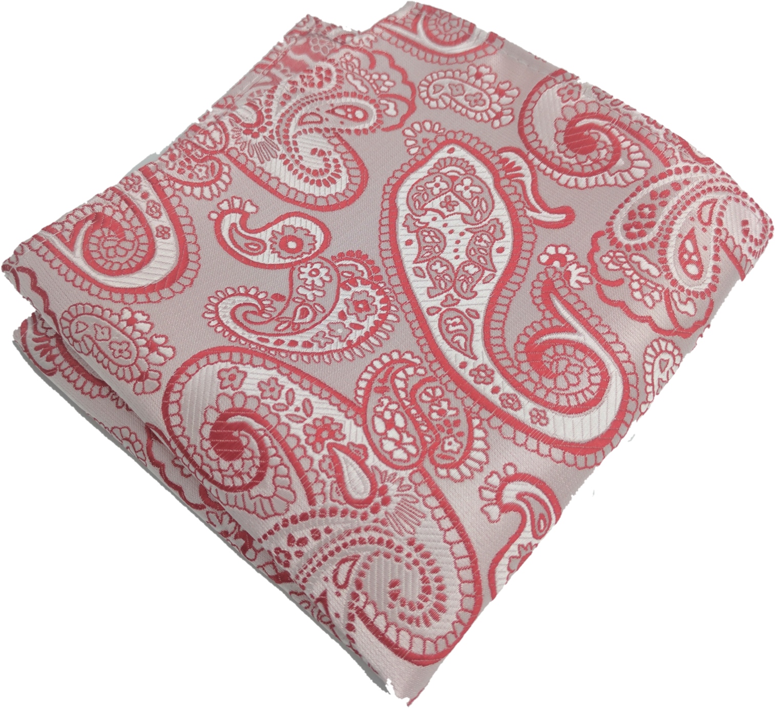 Red/white Paisley Pocket Square (1600x1589), Png Download