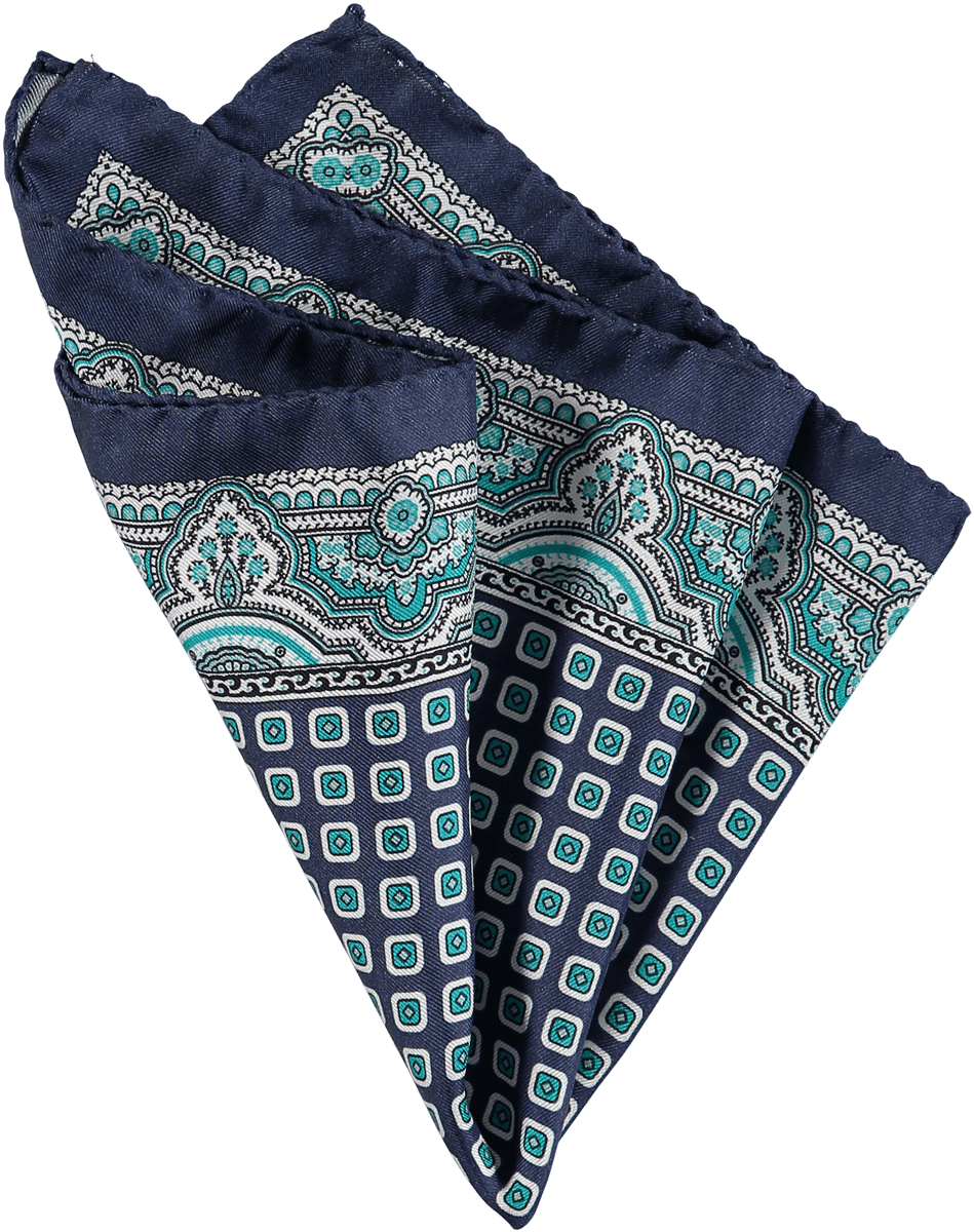 Menswear Accessories Silk Pocket Square Turquoise Paisley (949x1200), Png Download