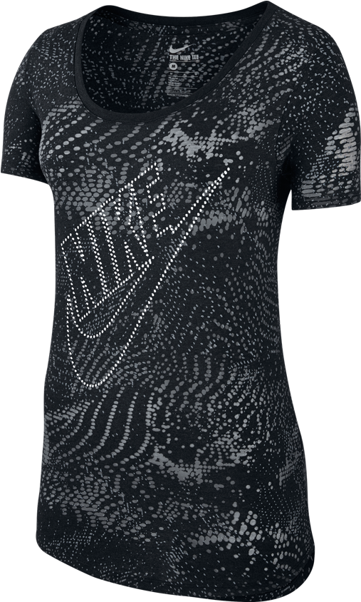 Nike Women's Burnout Glitch Tee Black (960x960), Png Download