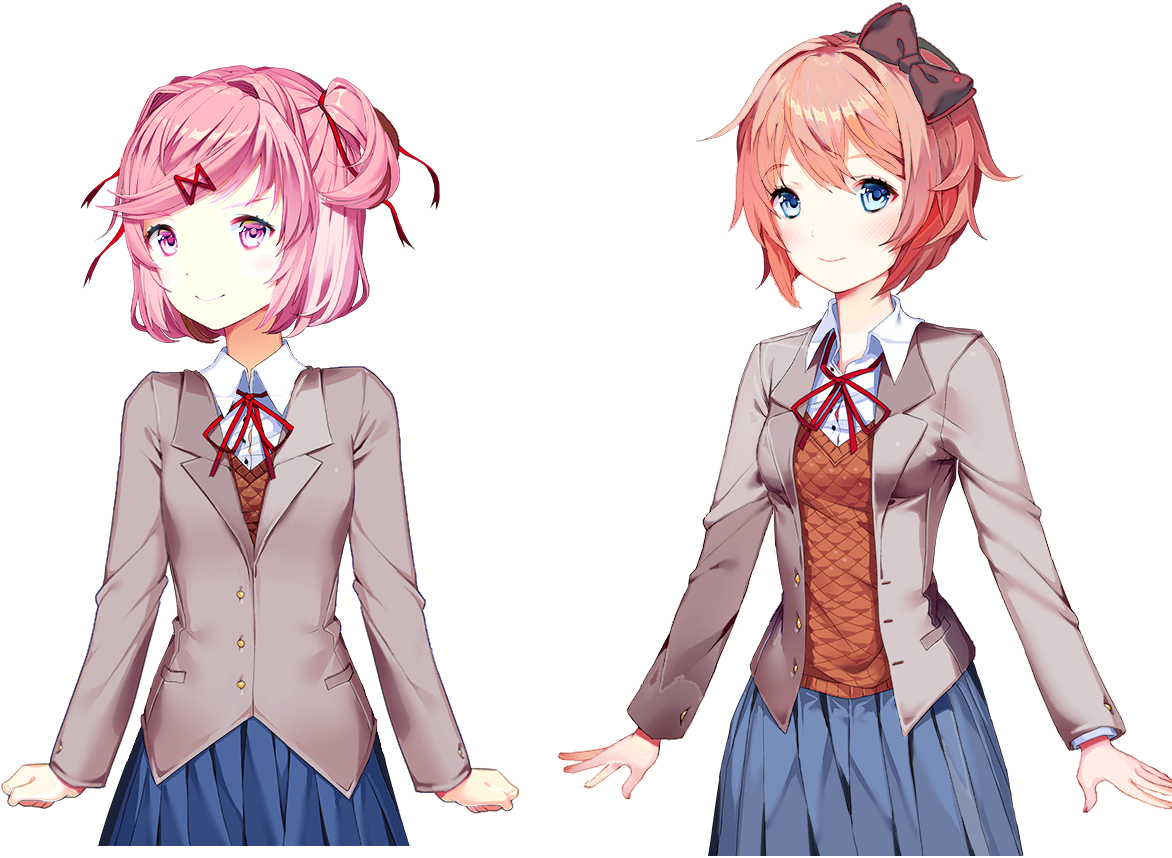 Slightly Altered Sayori And Natsuki, Feel Free To Use (1281x958), Png Download