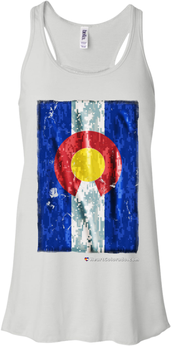 Digital Camo Colorado Flag Ladies' Racerback Tank Heart (1155x1155), Png Download