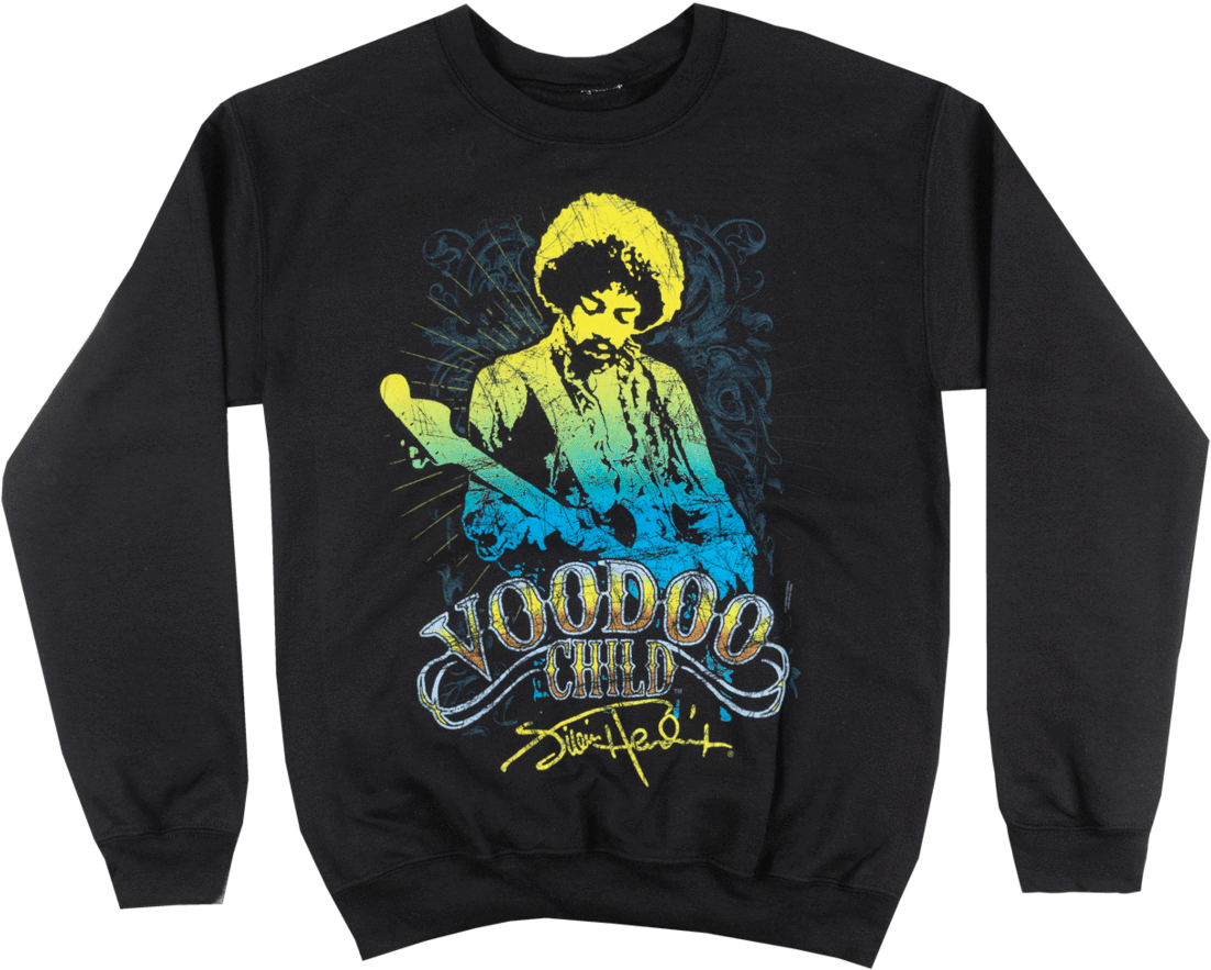 Jimi Hendrix Voodoo Child Crewneck Sweatshirt Pullover (1139x905), Png Download