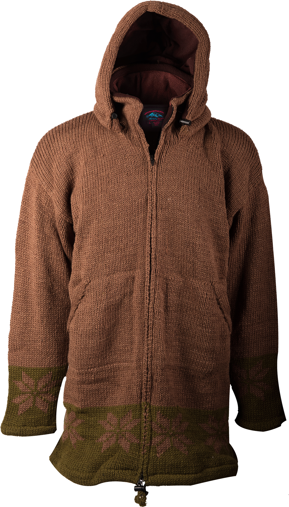 Himalayan Mountain Jacket Long Length Snowflake, Brown (1500x2265), Png Download
