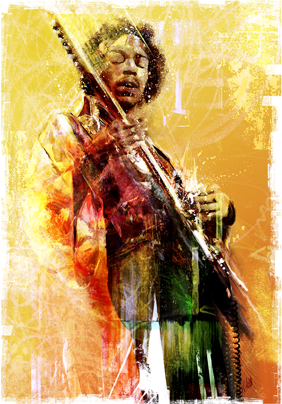 Hear My Train A Comin Jimi Hendrix By Paul Skellett (560x800), Png Download