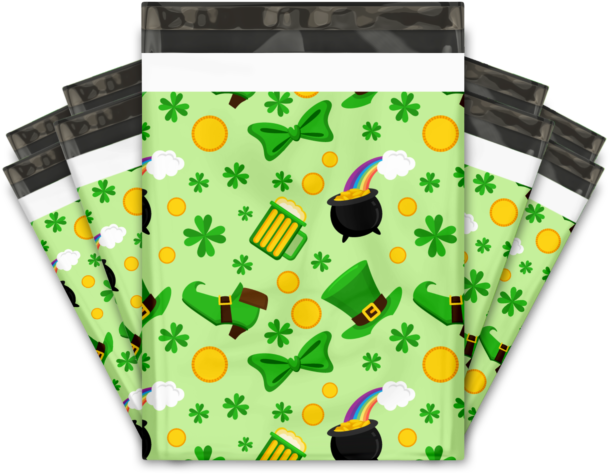St Patricks Day Green Designer Poly Mailers Shipping (640x640), Png Download