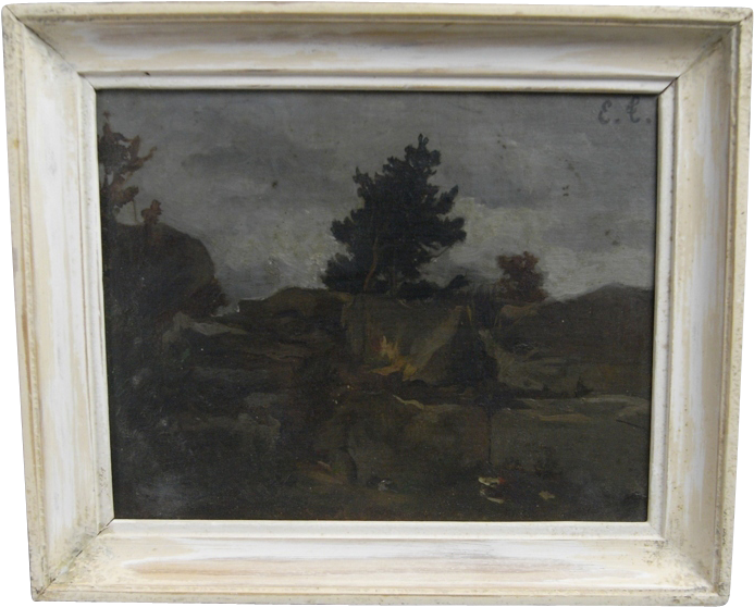 Oil On Canvas Of Landscape With Rock Face (1030x768), Png Download