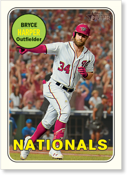 Bryce Harper 2018 Topps Heritage Baseball Action Image (700x700), Png Download
