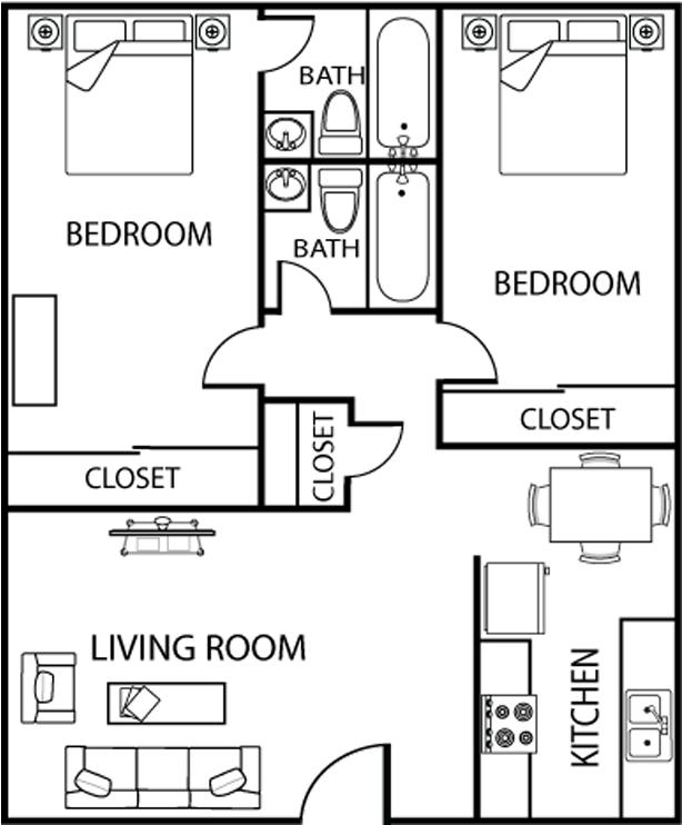Tempe Terrace 2 Bed Thumbnail (750x750), Png Download