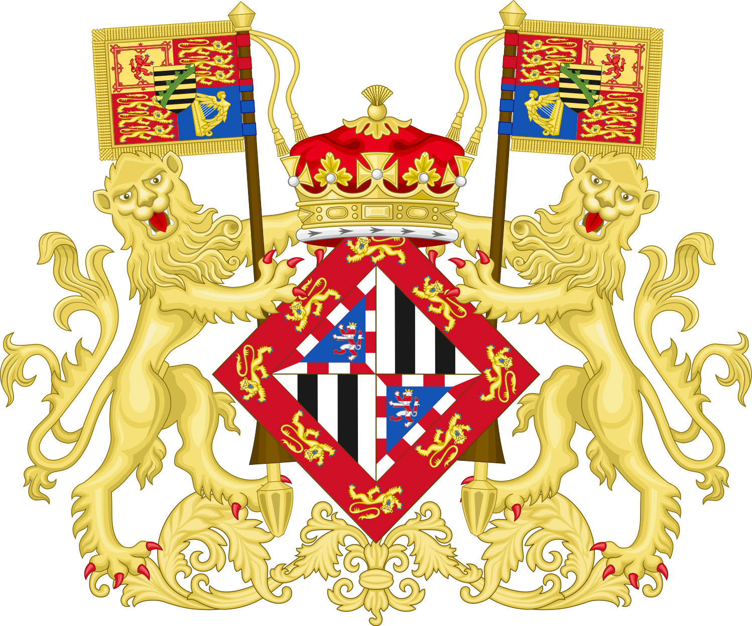 Coat Of Arms Of Princess Victoria Eugenie Of Battenberg (1498x1247), Png Download