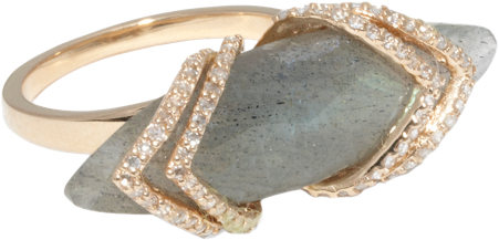 Maiyet Labradorite & Diamond Ribcage Skinny Ring From (450x750), Png Download