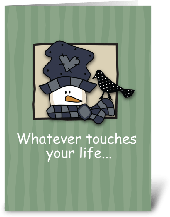 Snowman Head With Bird Christmas Greeting Card (700x792), Png Download