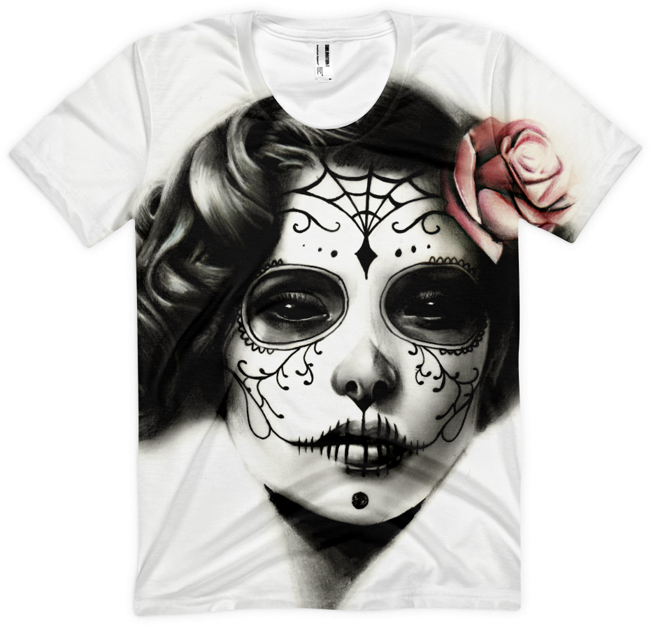 La Catrina Print Womens Shirt Sugar Skull Girl Sugar (1000x1000), Png Download