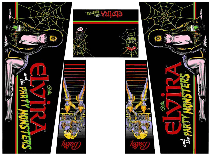 Elvira And The Party Monsters Cabinet Decals (737x545), Png Download