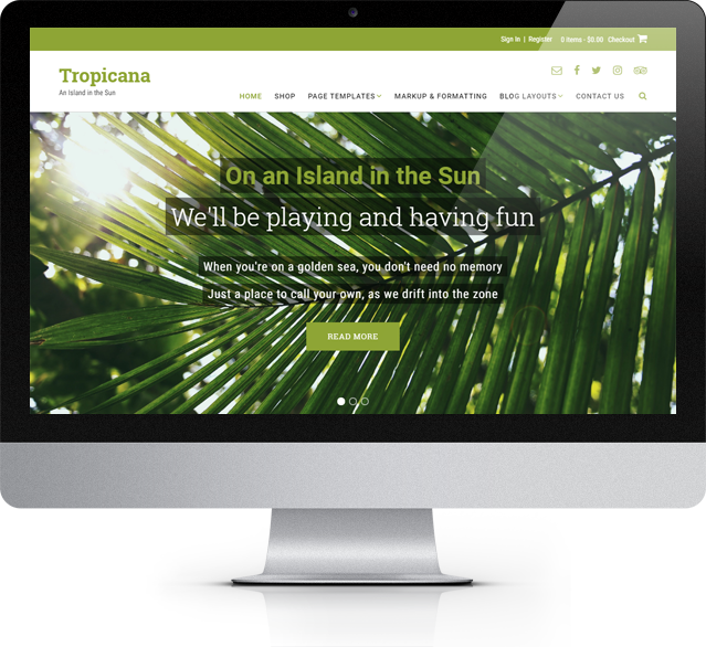 Tropicana Wordpress Theme (639x586), Png Download