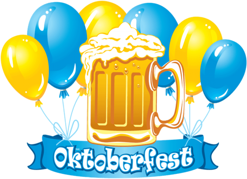 Download Oktoberfest Blue Banner With Balloons And (850x627), Png Download