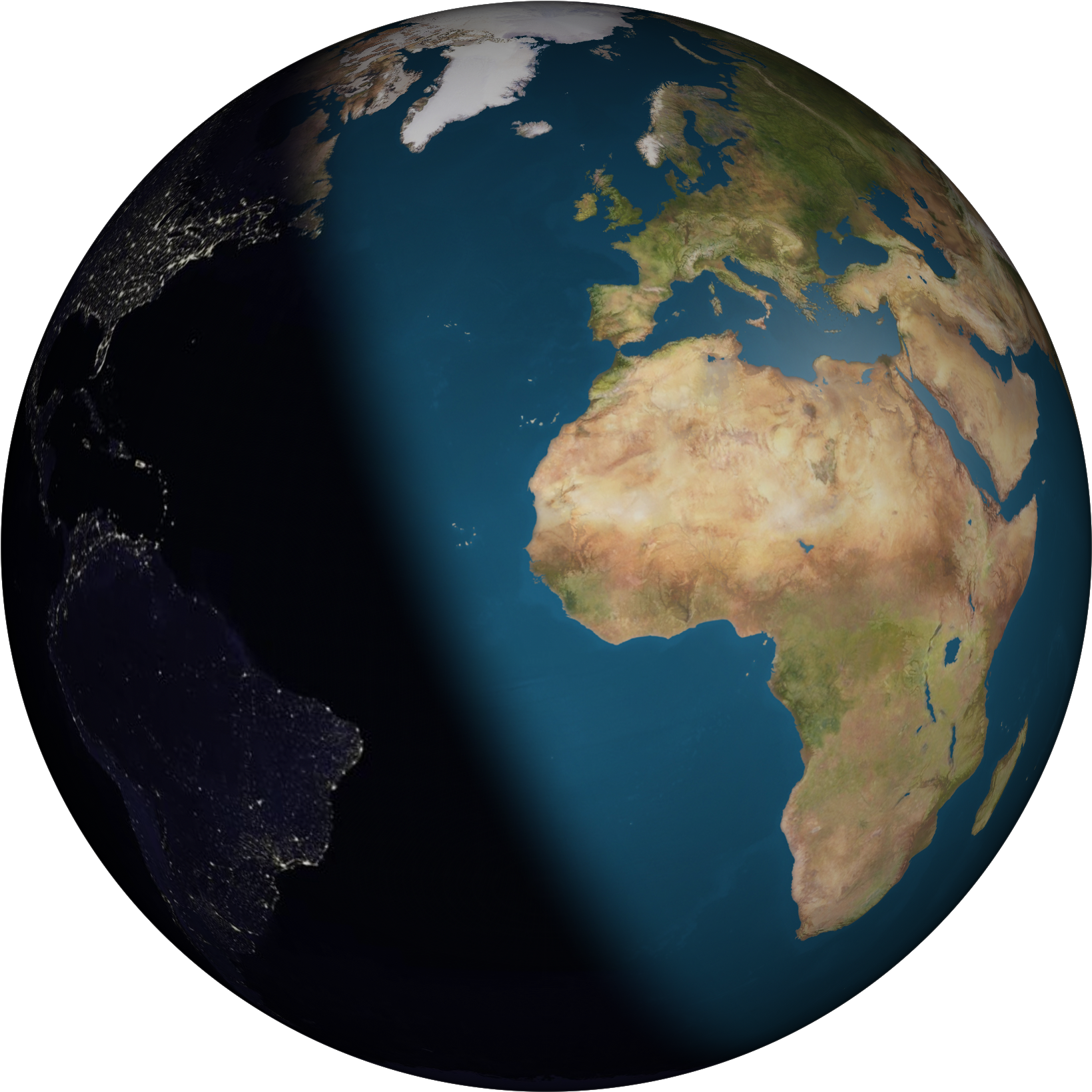 Earth With Specular Reflection Over Greece (2048x2048), Png Download