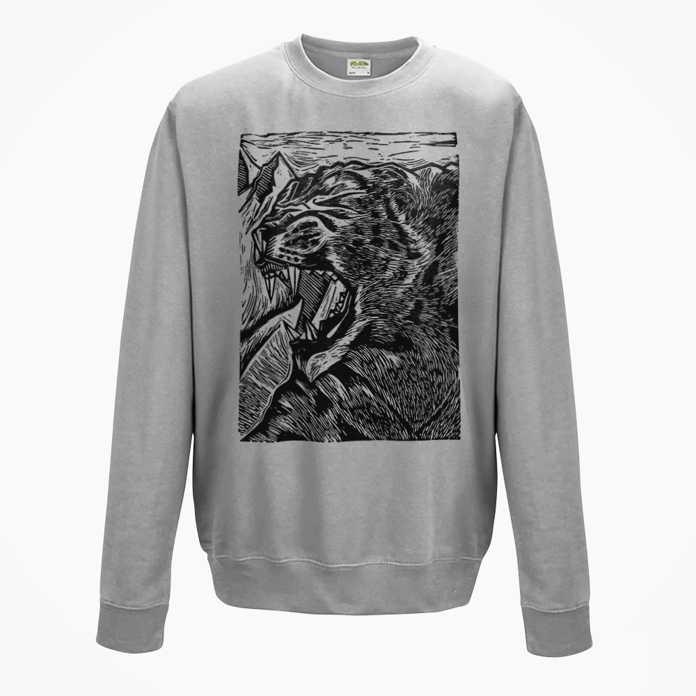 Snow Leopard Lino Illustration Sweatshirt (1000x1000), Png Download