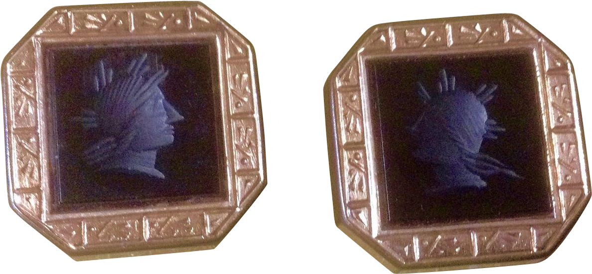 Vintage Cuff Buttons Cufflinks Black Onyx Roman Soldiers (1187x1187), Png Download